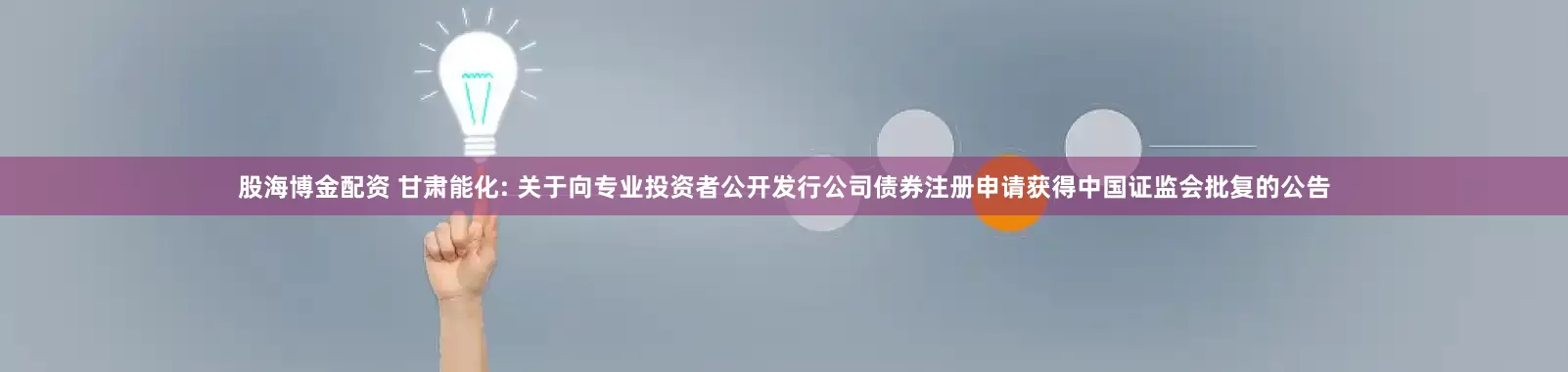 股海博金配资 甘肃能化: 关于向专业投资者公开发行公司债券注册申请获得中国证监会批复的公告